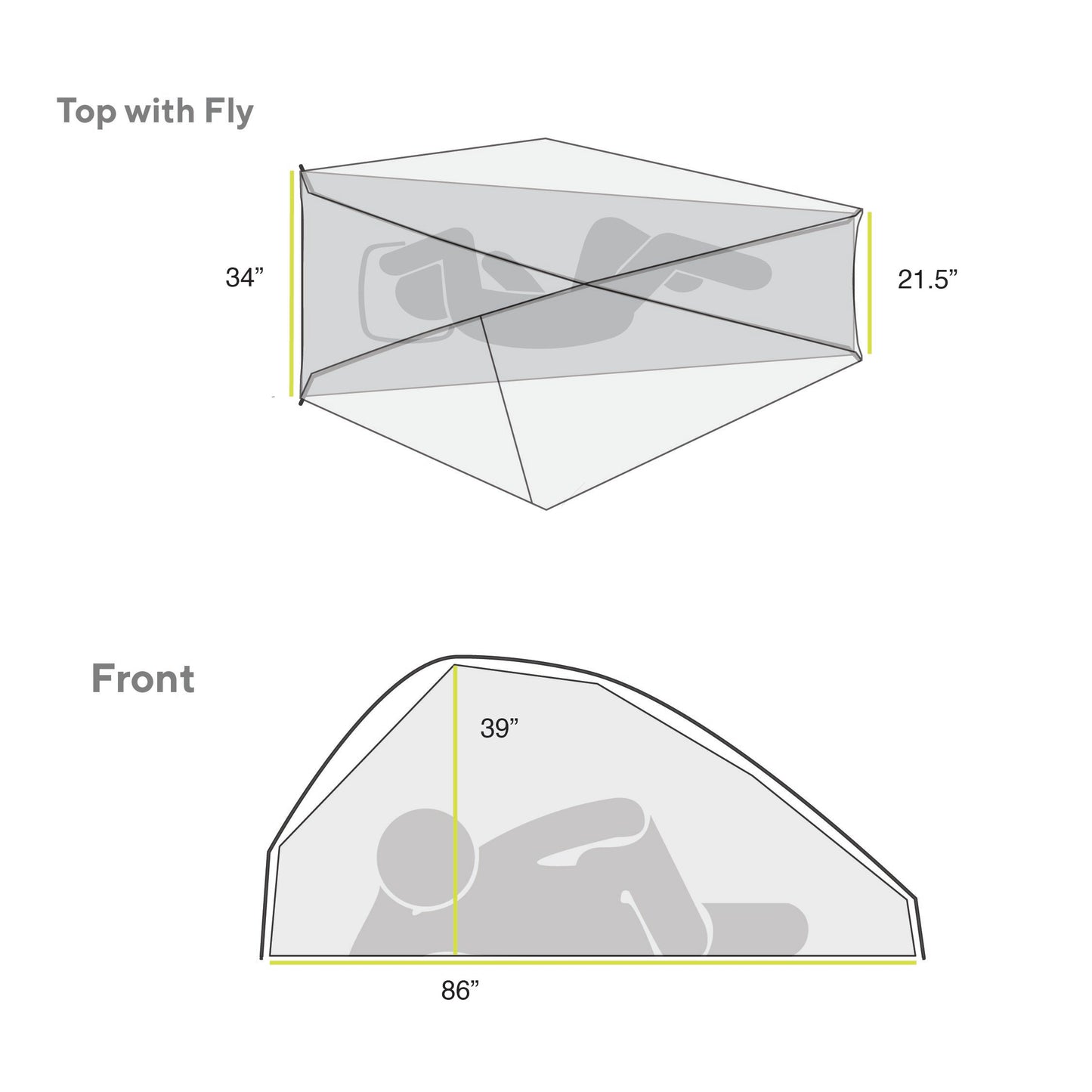 Measurement chart of The Free with dimensions labeled